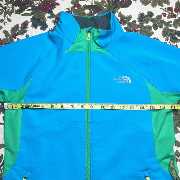The North Face tech zip up mid layer jacket light blue & kelly green Size S/P - Picture 10 of 11